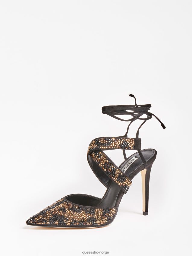 Guess glødende animalier rhinestone sandal svart svart kvinner F0LJ805547