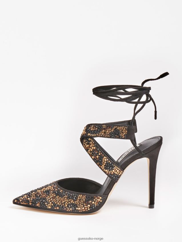 Guess glødende animalier rhinestone sandal svart svart kvinner F0LJ805547