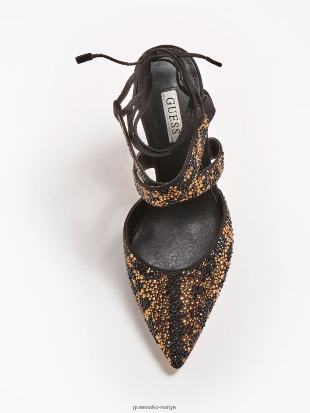 Guess glødende animalier rhinestone sandal svart svart kvinner F0LJ805547