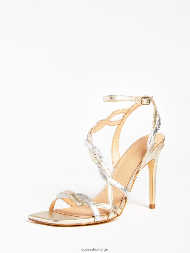 Guess gull syivia sandal med laminerte detaljer gull kvinner F0LJ805582
