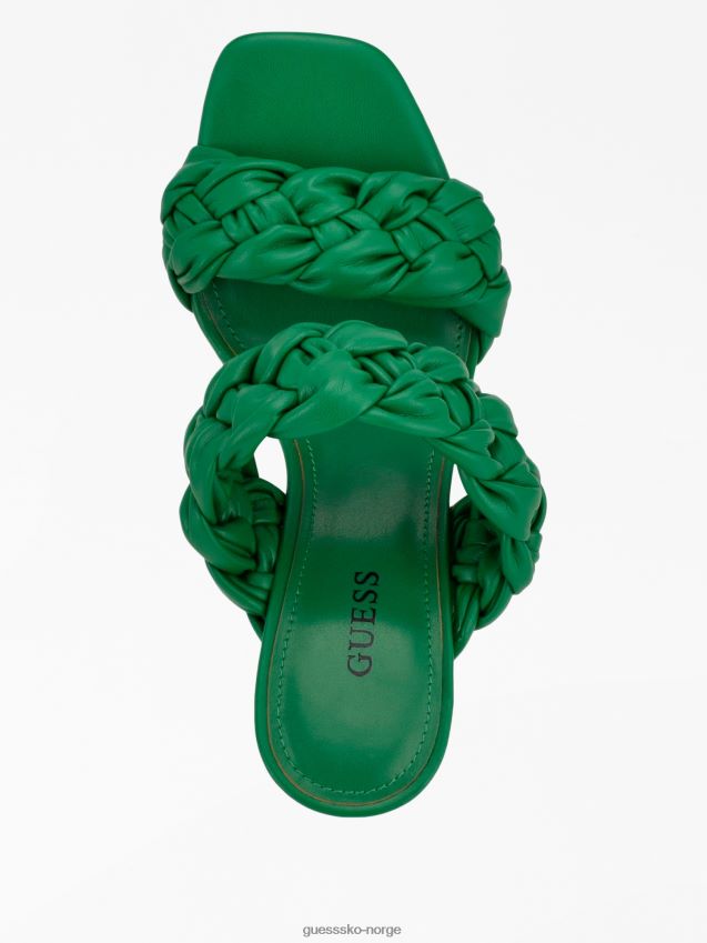 Guess harlie flettet muldyr med hæl grønn kvinner F0LJ803510