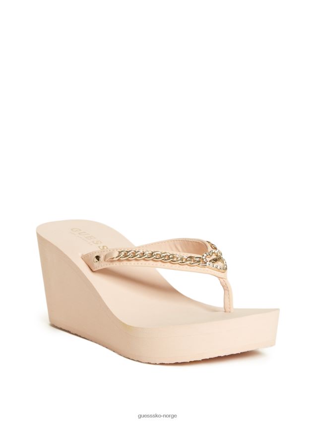 Guess lys rosa sagey kjede plattform flip flops lyserosa kvinner F0LJ807605