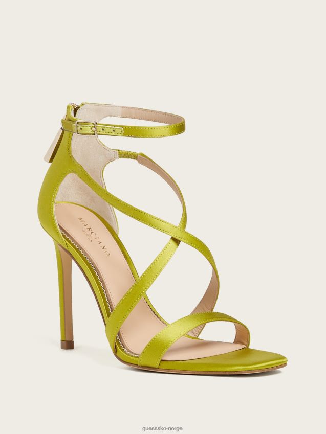 Guess sateng strappy hæl grønn patent grønt patent kvinner F0LJ8010036