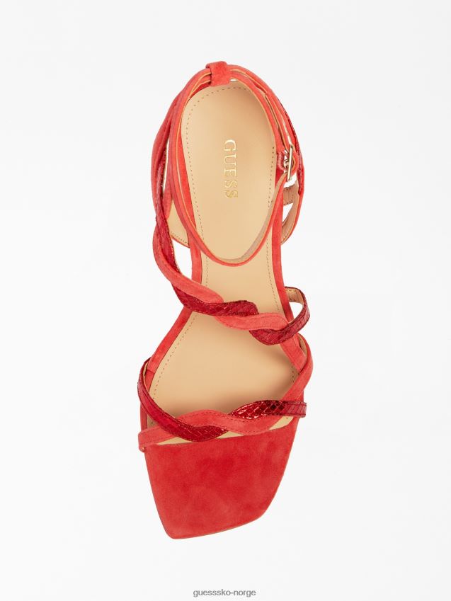Guess syivia sandal med laminert detalj, rød rød kvinner F0LJ805613