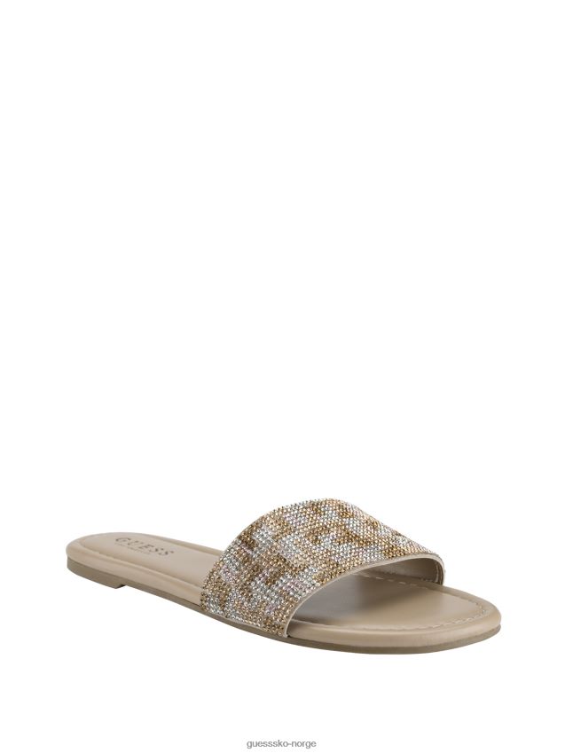 Guess Billa rhinestone slidesandaler lys naturlig lys naturlig kvinner F0LJ807547