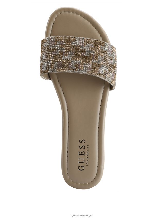 Guess Billa rhinestone slidesandaler lys naturlig lys naturlig kvinner F0LJ807547