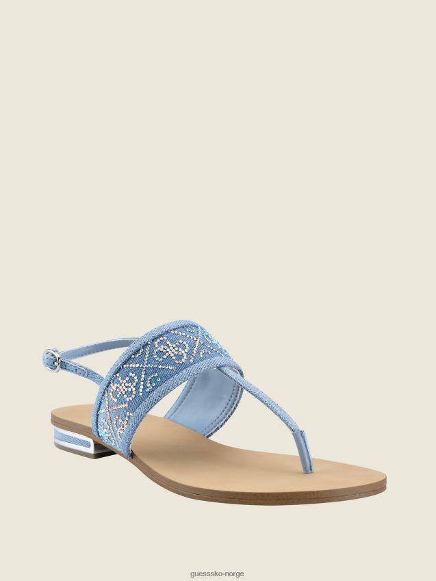Guess blå cadynae rhinestone logo t-rem sandaler blå kvinner F0LJ809974