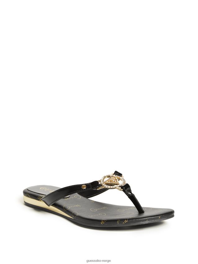 Guess black makena rhinestone logo flip flops svart kvinner F0LJ807569