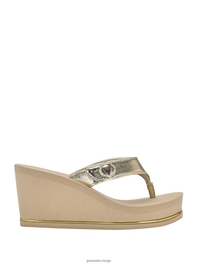 Guess gld-1 gold solve platform flip flop gld-1 gull kvinner F0LJ807543