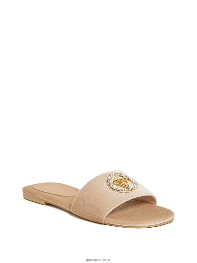 Guess juliet velvet slide taupe taupe kvinner F0LJ807442