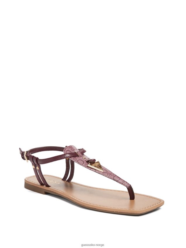 Guess mørk lilla sandaler med t-rem mørklilla kvinner F0LJ807528