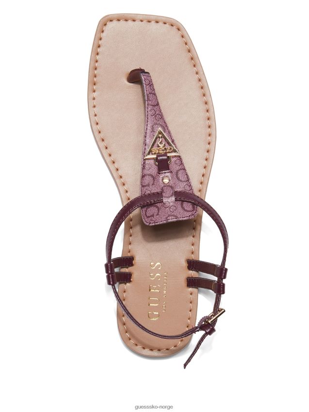 Guess mørk lilla sandaler med t-rem mørklilla kvinner F0LJ807528