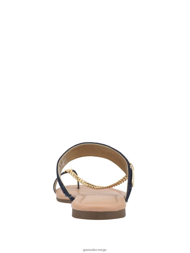 Guess mørkeblått stoff landen denim kjede sandaler mørkeblått stoff kvinner F0LJ807588