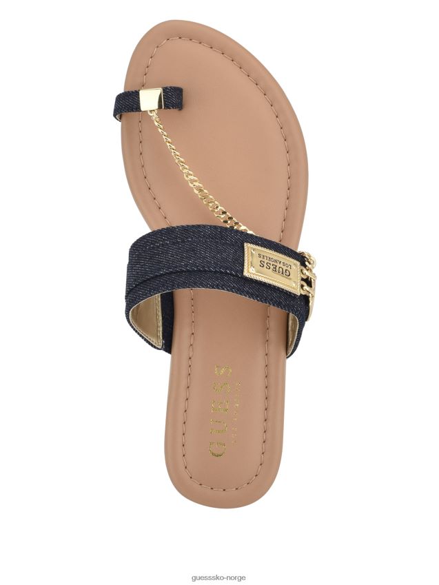 Guess mørkeblått stoff landen denim kjede sandaler mørkeblått stoff kvinner F0LJ807588