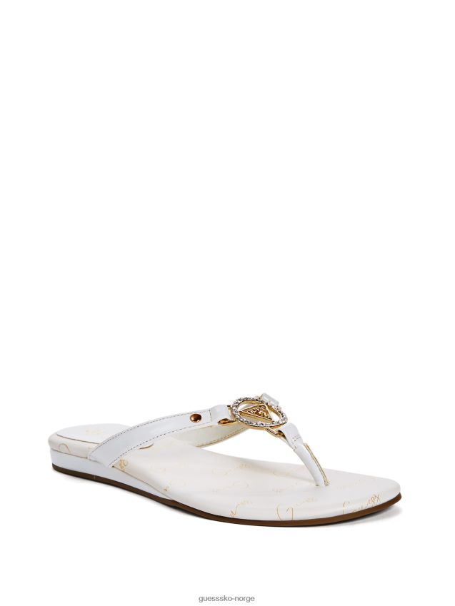 Guess makena rhinestone logo flip flops hvit hvit kvinner F0LJ807454