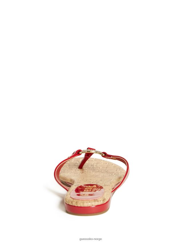 Guess makena rhinestone logo flip flops rød rød kvinner F0LJ807530