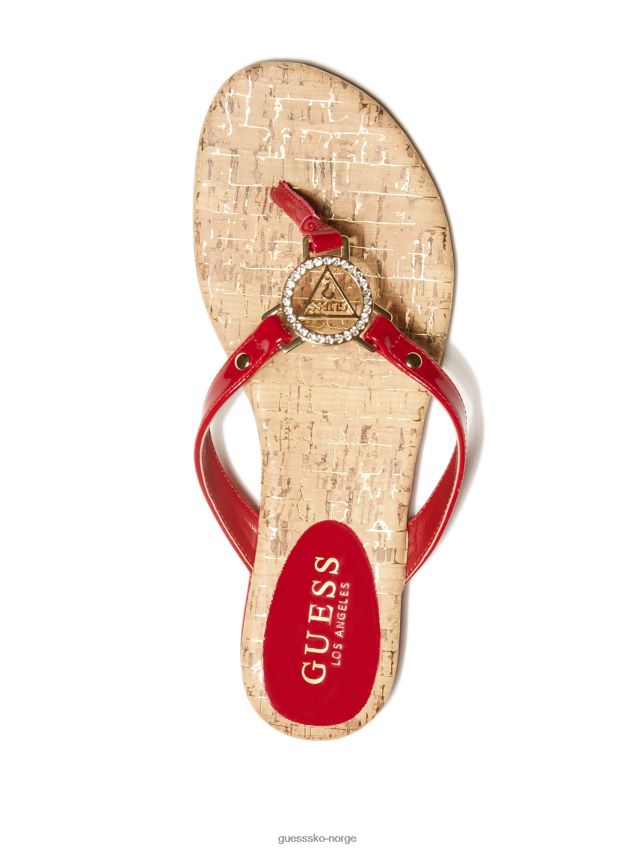 Guess makena rhinestone logo flip flops rød rød kvinner F0LJ807530