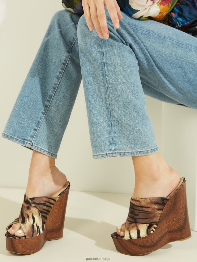 Guess medium brun teisha-trykt på kryss og tvers middels brun kvinner F0LJ809975