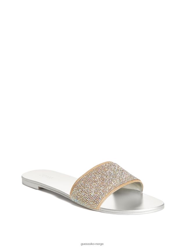 Guess norrie rhinestone slidesandaler lys natur lys naturlig kvinner F0LJ809995