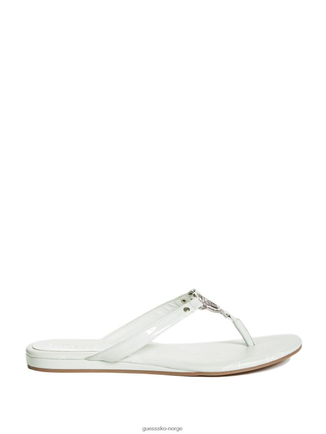 Guess sage makena rhinestone logo flip flops salvie kvinner F0LJ807567