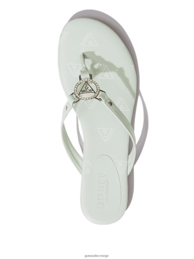 Guess sage makena rhinestone logo flip flops salvie kvinner F0LJ807567