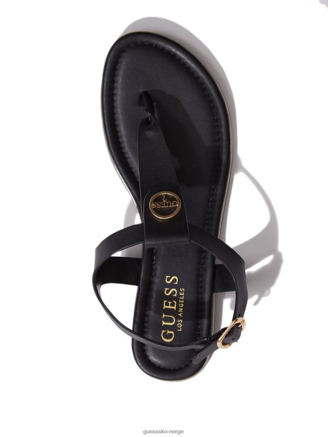 Guess svarte karamell-sandaler med t-rem svart kvinner F0LJ807507