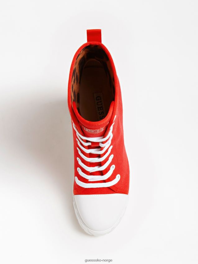 Guess ankelstøvlett med rød precious triangel-logo rød kvinner F0LJ803254