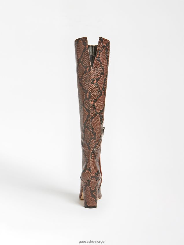 Guess brun høy støvel med pytontrykk for dame brun kvinner F0LJ805581