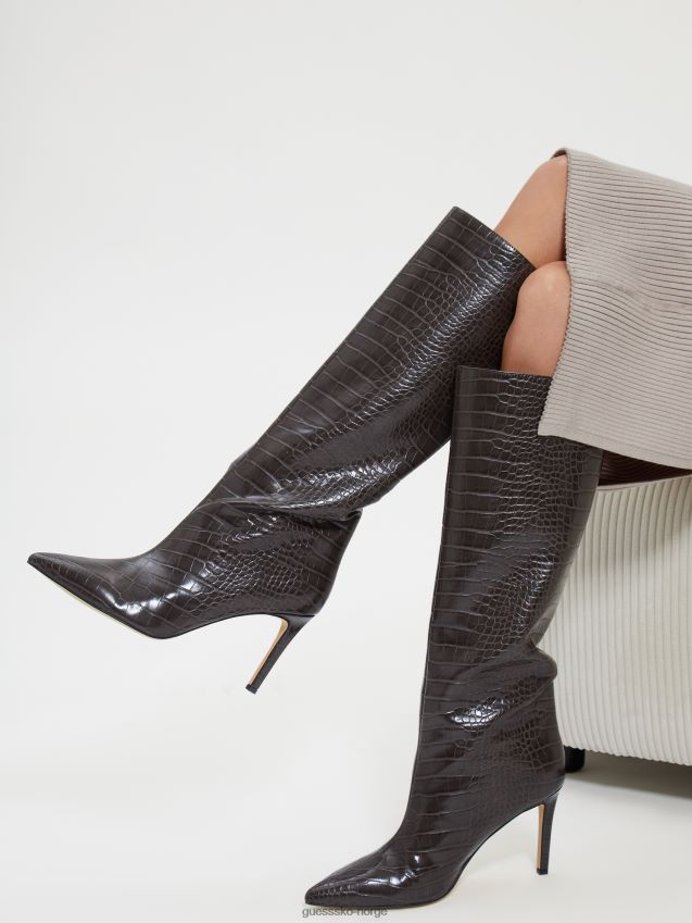 Guess dayton knehøye støvletter i kunstskinn mørkebrune mørkebrun kvinner F0LJ809923