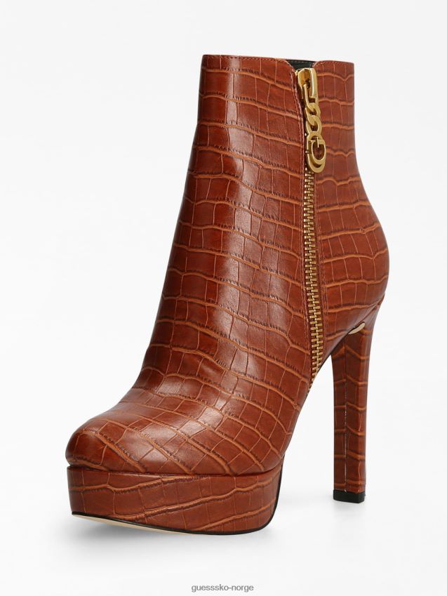 Guess delon ankelstøvlett brun med krokodilletrykk brun kvinner F0LJ806507