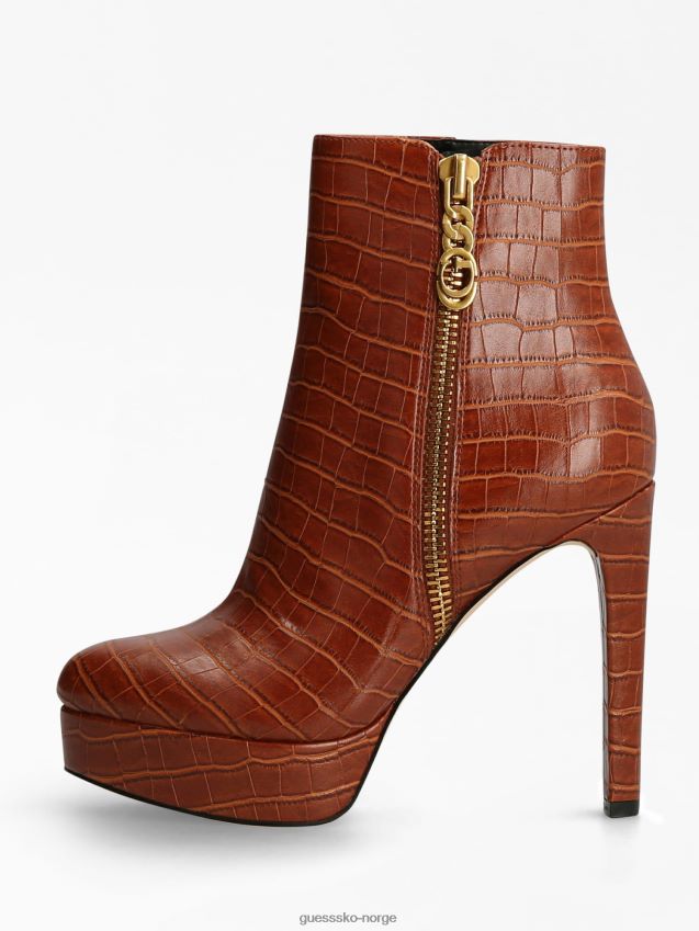 Guess delon ankelstøvlett brun med krokodilletrykk brun kvinner F0LJ806507