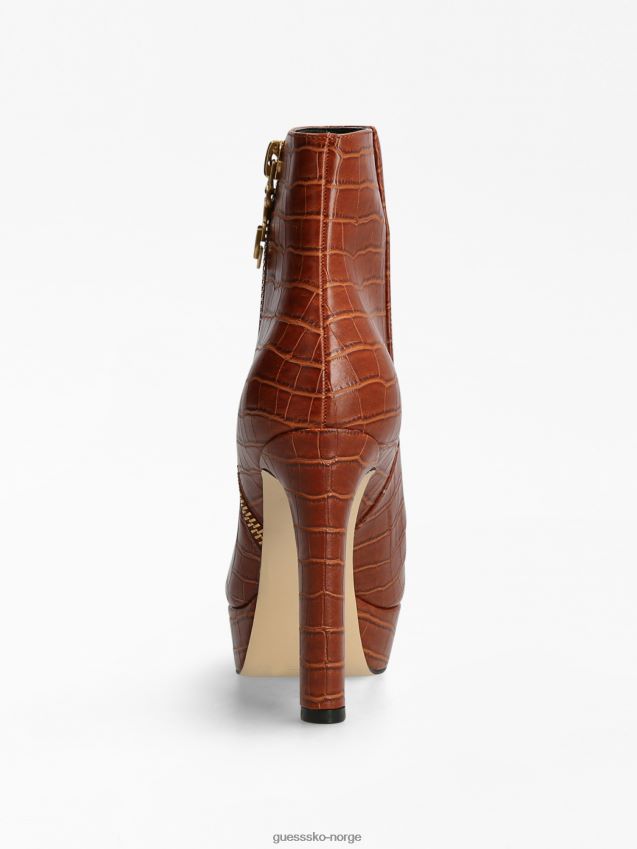 Guess delon ankelstøvlett brun med krokodilletrykk brun kvinner F0LJ806507