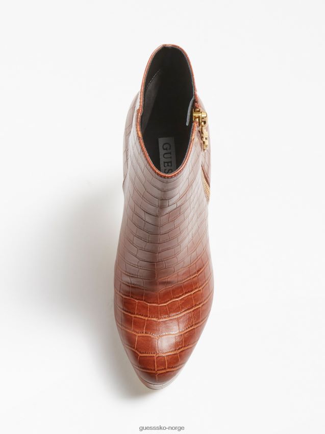 Guess delon ankelstøvlett brun med krokodilletrykk brun kvinner F0LJ806507