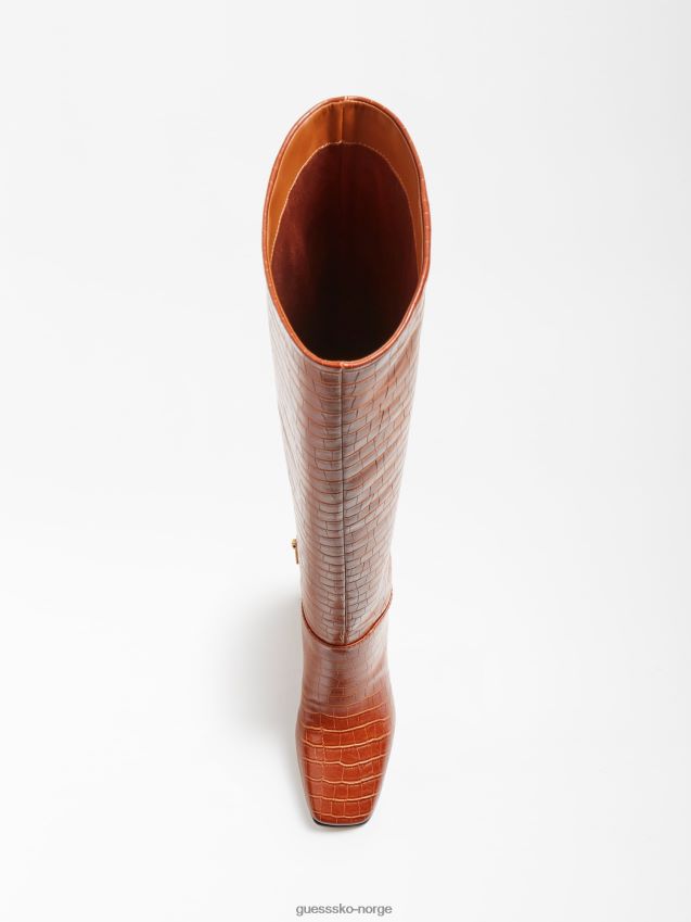 Guess elandra krokodilletrykk høy støvel brun brun kvinner F0LJ805638