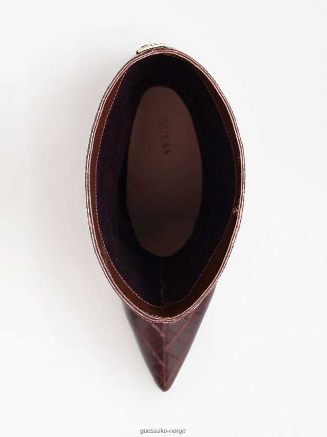 Guess høye dayton-støvler med krokodiltrykk brune brun kvinner F0LJ803274