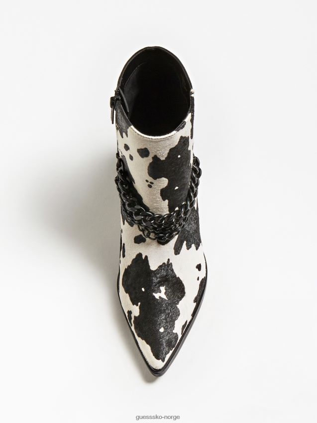 Guess hvit patziy ankelstøvlett med kjede i ekte skinn hvit kvinner F0LJ805997