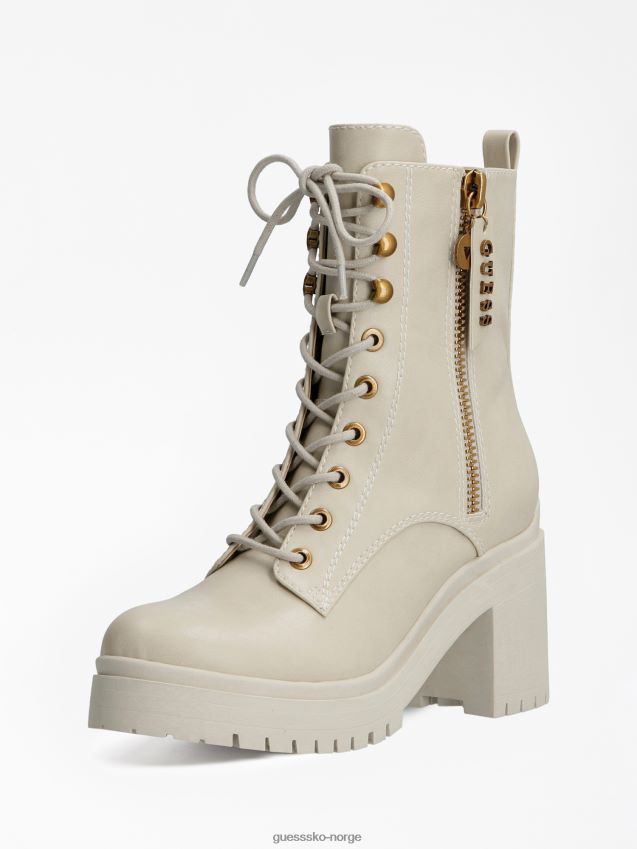 Guess krem cabra logo glidelås kampstøvel krem kvinner F0LJ805627