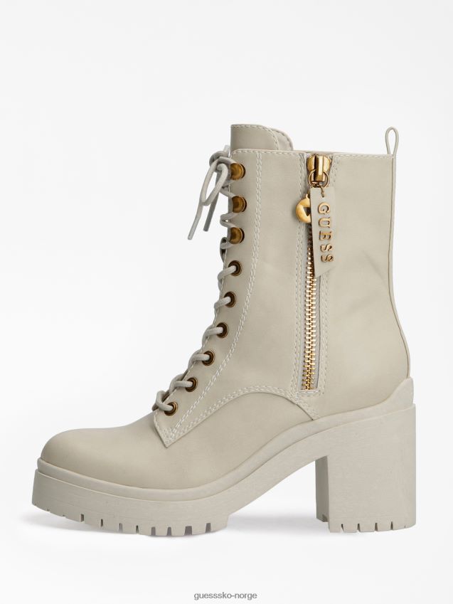 Guess krem cabra logo glidelås kampstøvel krem kvinner F0LJ805627