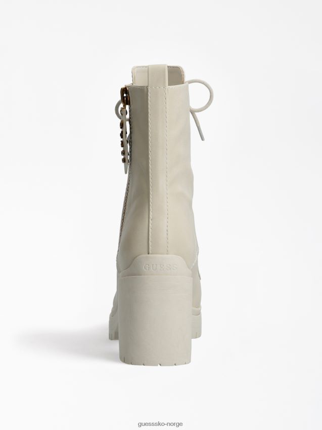 Guess krem cabra logo glidelås kampstøvel krem kvinner F0LJ805627