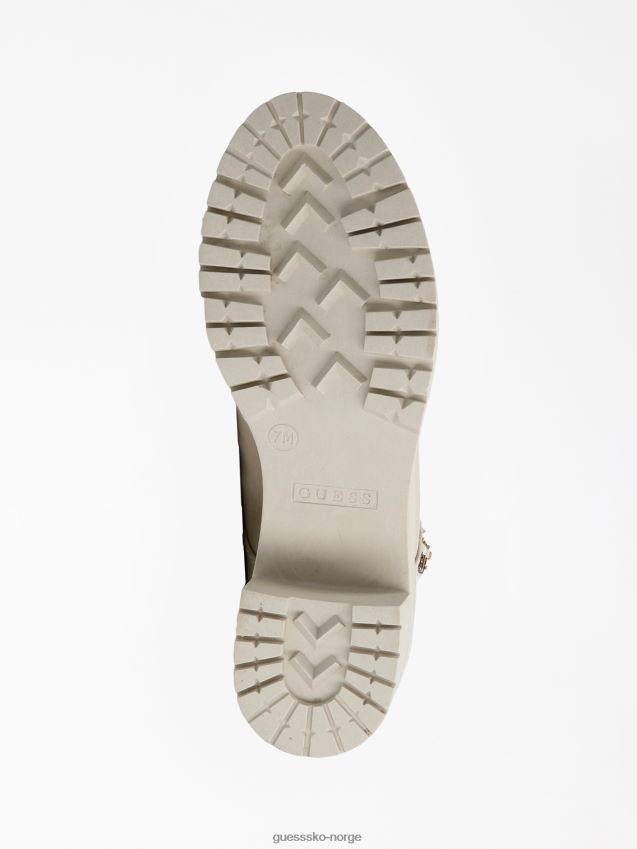 Guess krem cabra logo glidelås kampstøvel krem kvinner F0LJ805627