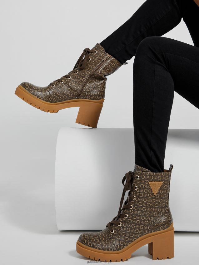 Guess lt brune quincy-logo-støvletter med hæl Den er brun kvinner F0LJ807491