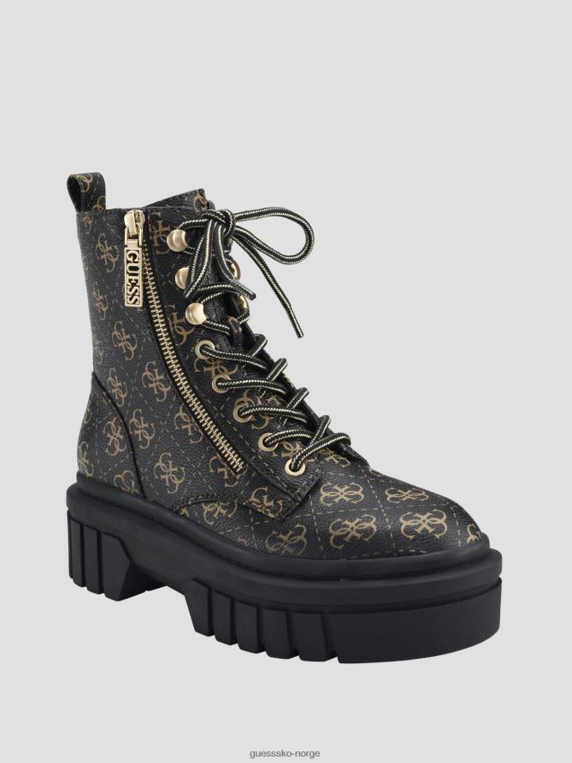 Guess middels brun ferina-logo kampstøvel med glidelås middels brun kvinner F0LJ809911