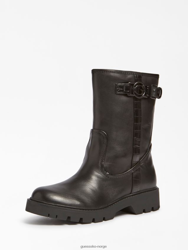 Guess radlyn ankelstøvlett i ekte skinn svart svart kvinner F0LJ806289