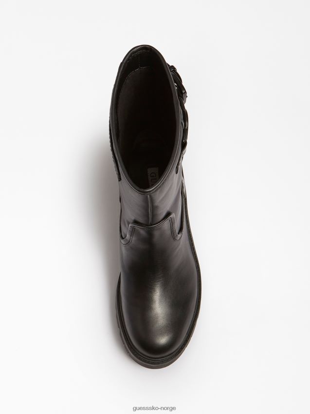 Guess radlyn ankelstøvlett i ekte skinn svart svart kvinner F0LJ806289