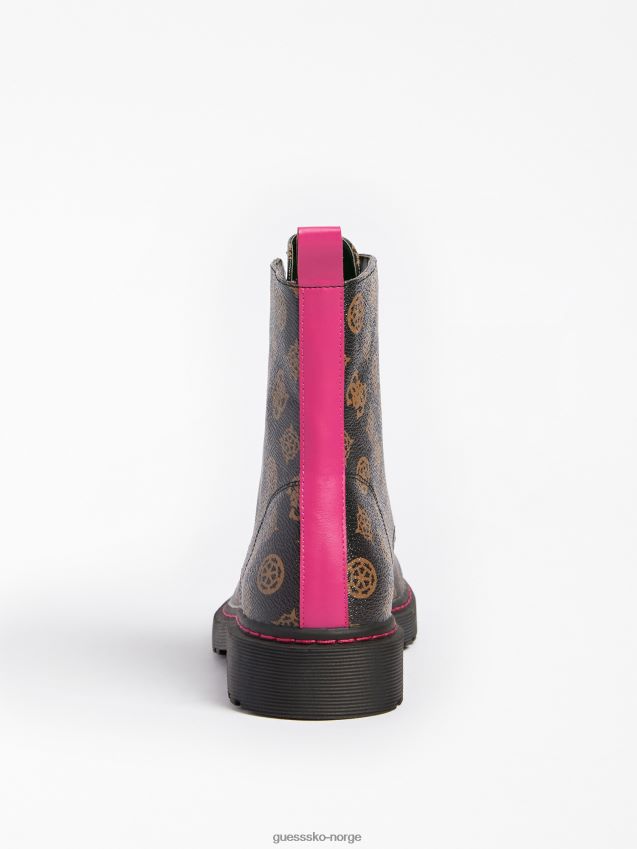 Guess rambo 4g peon logo kampstøvler brun brun kvinner F0LJ805481