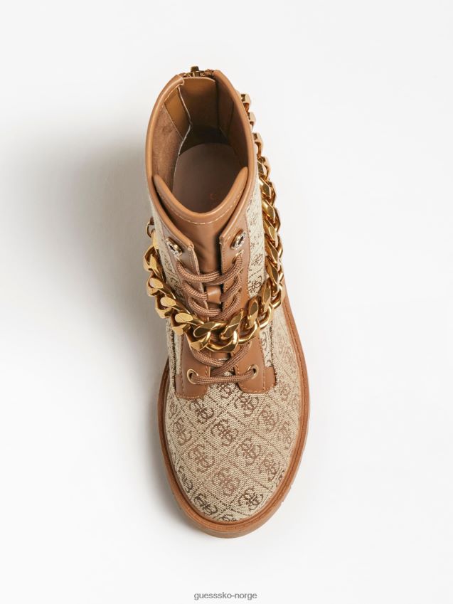Guess riplee 4g logo kampstøvel beige beige kvinner F0LJ805568