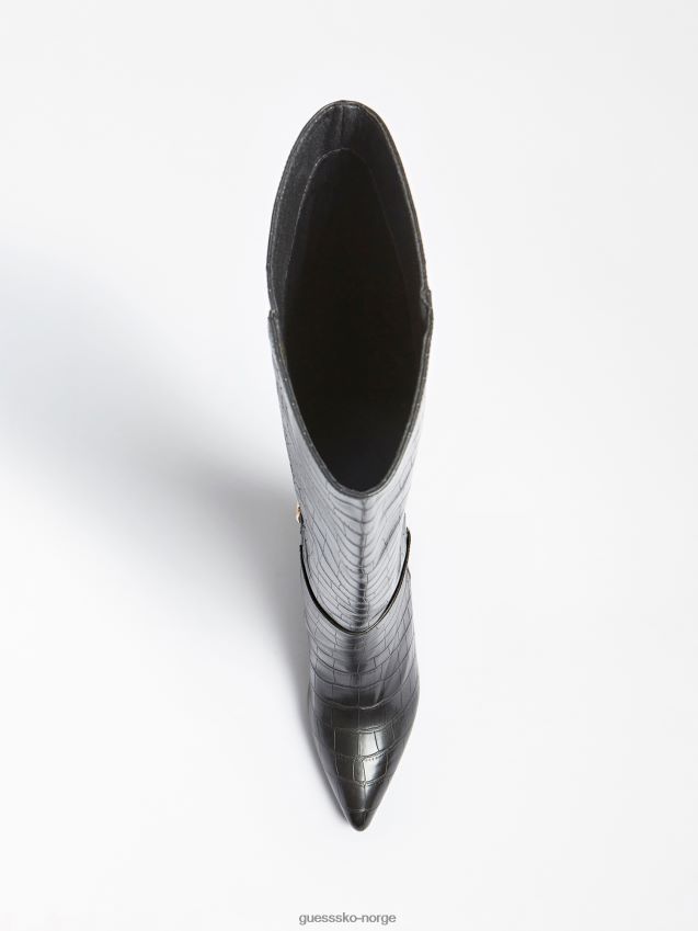 Guess ruke krokodilletrykk høy støvel svart svart kvinner F0LJ806782