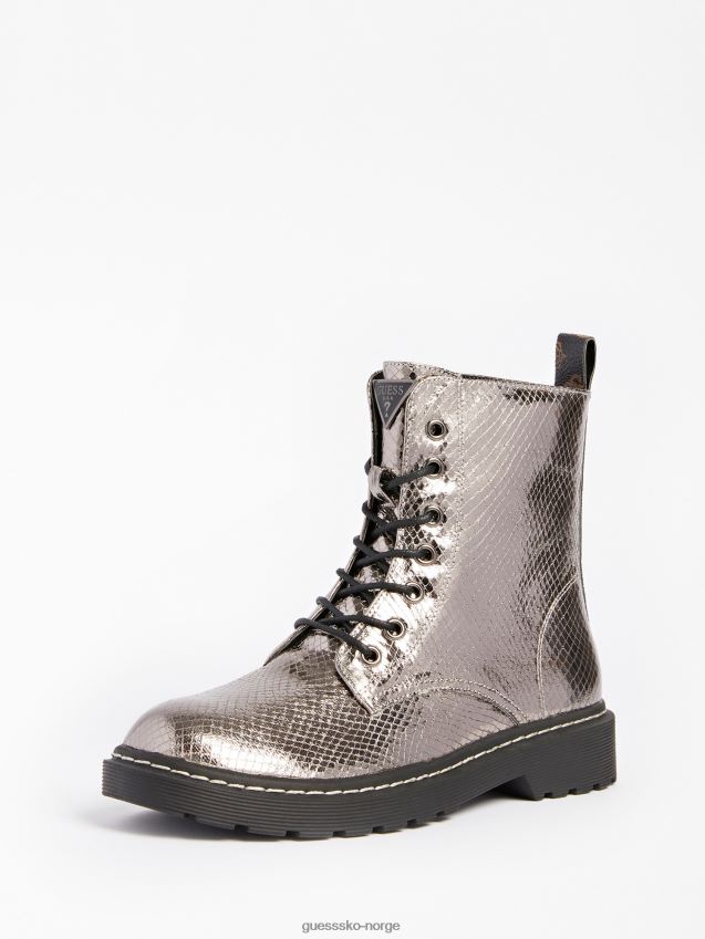 Guess sølvfoliert rambo kampstøvler sølv kvinner F0LJ803600