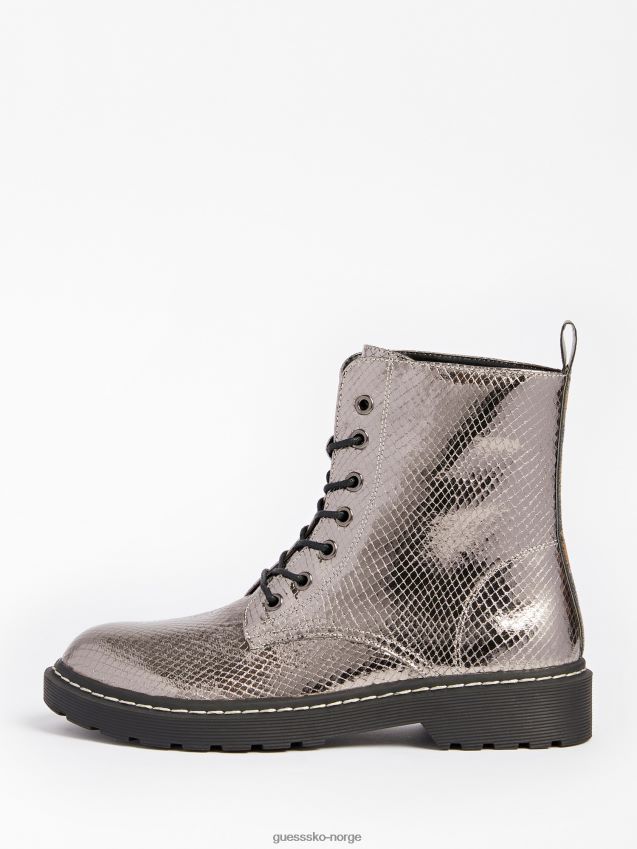 Guess sølvfoliert rambo kampstøvler sølv kvinner F0LJ803600