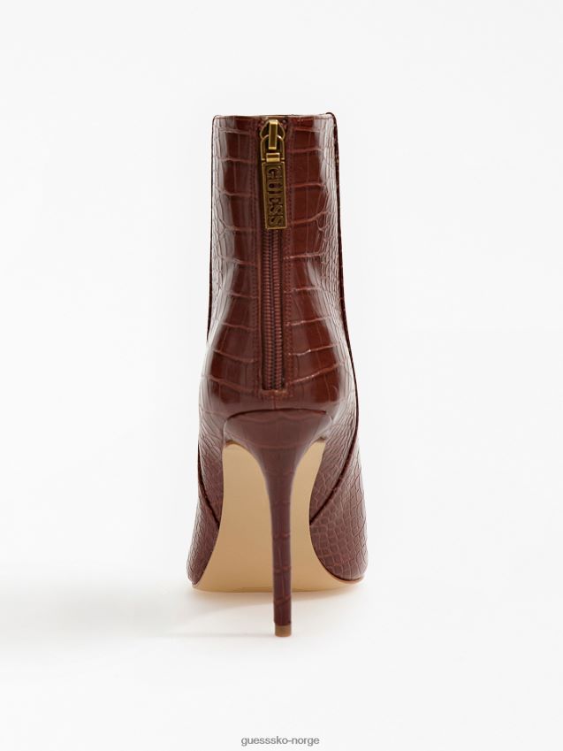 Guess selma ankelstøvletter brune med krokodilletrykk brun kvinner F0LJ803848